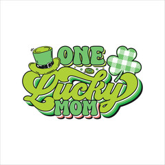 Naklejka premium One lucky mom St. Patrick's day design, St. Patrick's day colorful typography design
