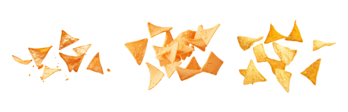 Crispy Triangle Chips on Transparent  Isolated on transparent background