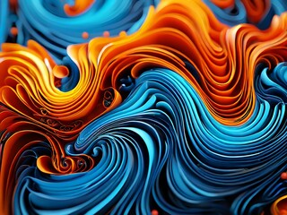 Abstract Swirling Blue and Orange Shapes