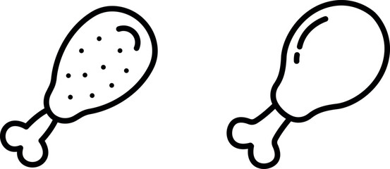 Simple Fried Chicken Icon – Minimalist and Tasty Symbol Representing Crispy Drumsticks, Fast Food, and Comfort Meals