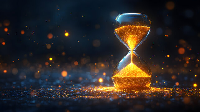 Hourglass with Golden Sand Time and Elegance