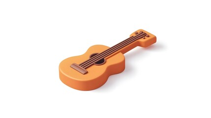 Miniature Orange Plastic Guitar Toy for Music and Creative Play