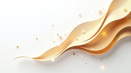 Obraz premium Elegant gold waves and pearls on a white background.