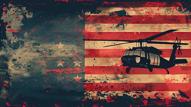 Military homecoming template with patriotic graphics and plenty of copy space