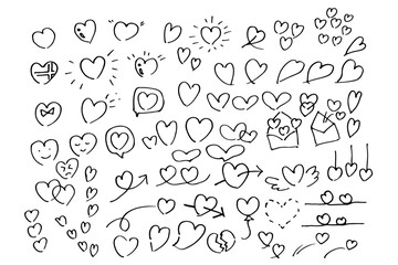 シンプルな手書きのハートマークのイラスト素材　ベクター