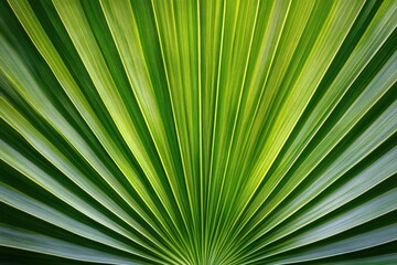 Obraz premium Radiant Palm Leaf Close Up Showcasing Vibrant Green Tones and Intricate Textural Details