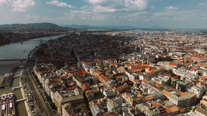 Establishing Aerial view of Budapest Cityscape - Hungary Capital Skyline at daytime