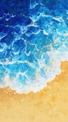 Ocean waves on sandy beach, top view.  Possible use stock photo