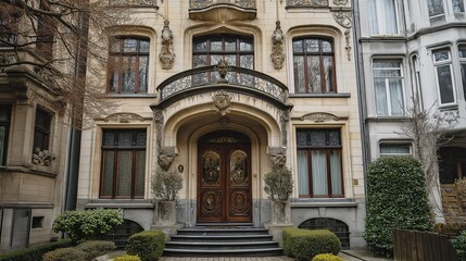 Brussels Art Nouveau House Facade
