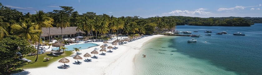Tropical island resort beach scene