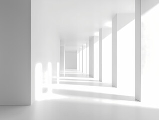 Fototapeta premium empty white room with windows