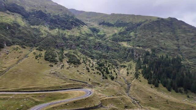 Transfagarasan road in the carpathian mountains in romania. Road in mountains
