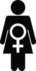 Female symbol silhouette icon with raised female fist for International Women's day. Feminism, empowerment and gender equality concept.