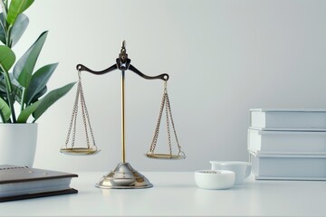 Minimalist Lawyer's Desk: White & Blue Design
