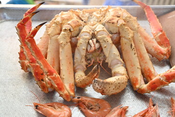 King crab dish. Steamed King Crab