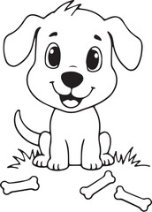 Fototapeta premium Puppy cute dog bunny black out line vector 