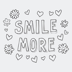 Smile More hand drawn doodle alphabet