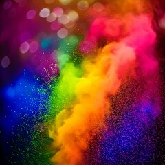 Fototapeta premium Seven colors abstract background and bokeh on holi festival. AI generative