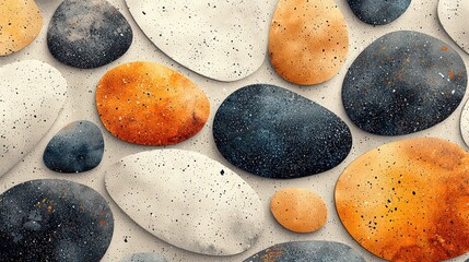 Seamless Organic Pebble Shapes in Soft Natural Colors for a Calming Textural Effect