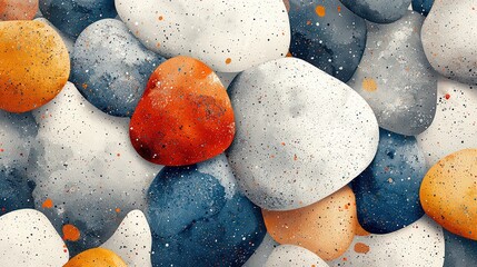 Seamless Organic Pebble Shapes in Soft Natural Colors for a Calming Textural Effect