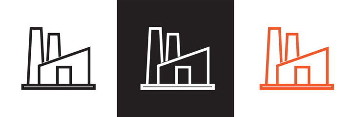 Factory icon. isolated on white and black background. vector illustration. EPS 10
