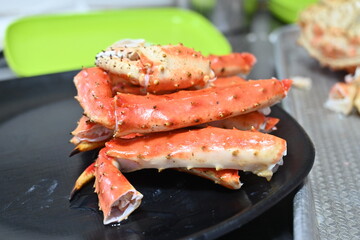 King crab dish. Steamed King Crab