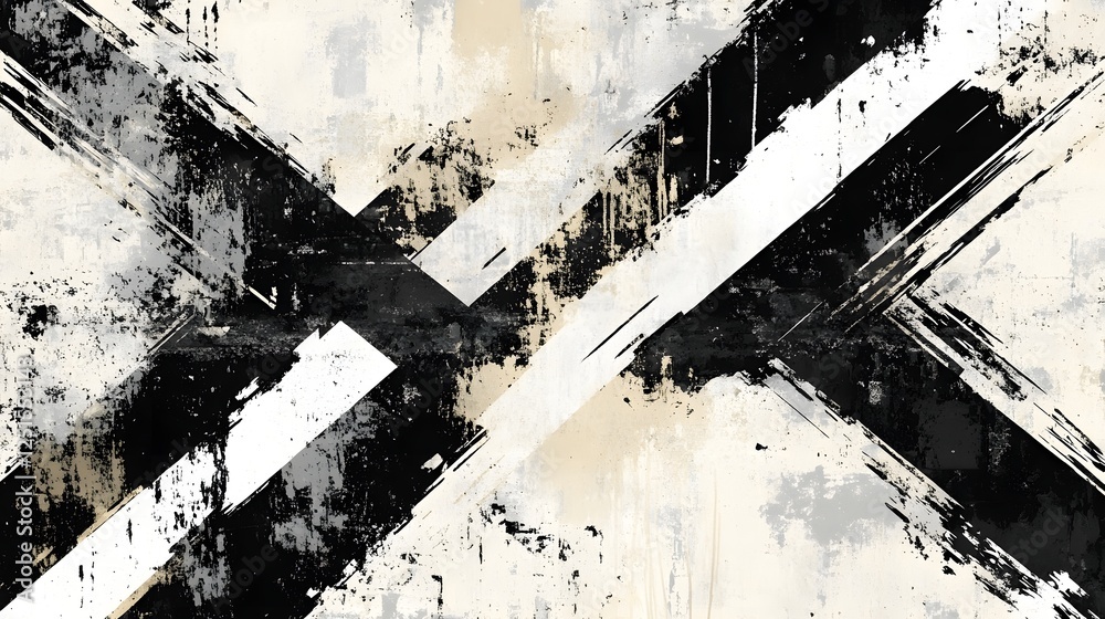Poster abstract grunge texture with monochrome brush strokes and splatters