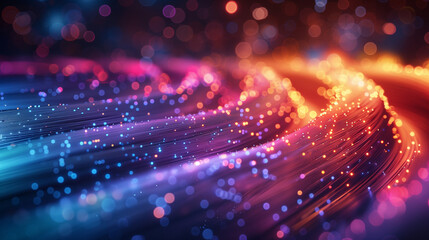 abstract background glowing light rays blurred fiber-optic cables digital technology innovation