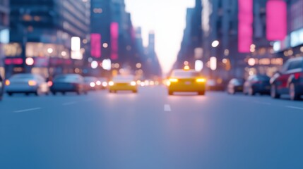 Blurred City Street with Evening Traffic Lights