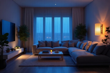 Modern living room with a stylish sofa and elegant interior design