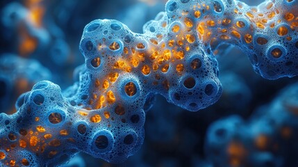 Abstract Microscopic View of Colorful Cellular Structure with Bubbles