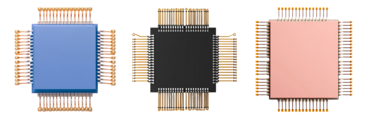 Microchips with Different Colors and Styles Isolated on transparent background
