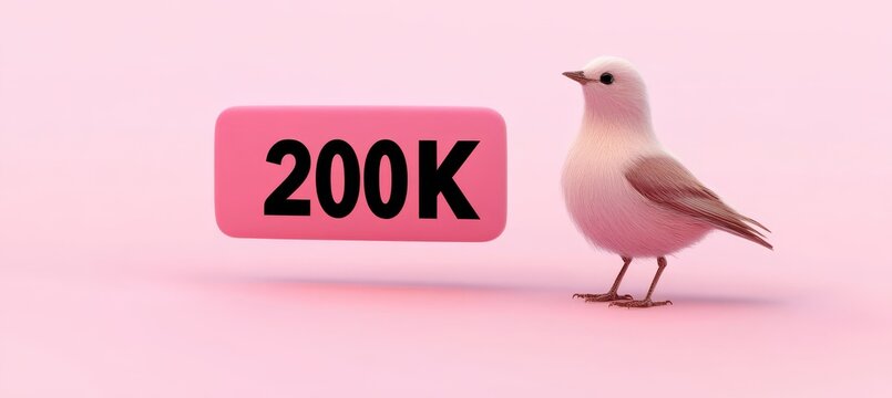 Pink 200K Subscriber Milestone Celebration, Social Media Growth Render, 3D Illustration
