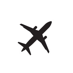 Simple airplane vector icon on white background.