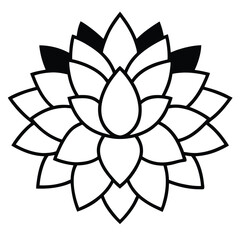 Simple White Petal Daisy Symbol with a Round Core