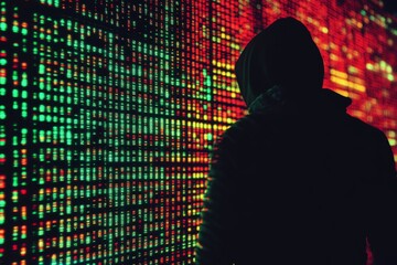 Hacker is breaching server room security, coding malware and stealing data from network