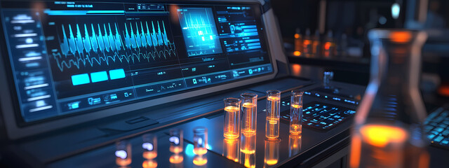 Naklejka premium Cutting-Edge Medical Research Console