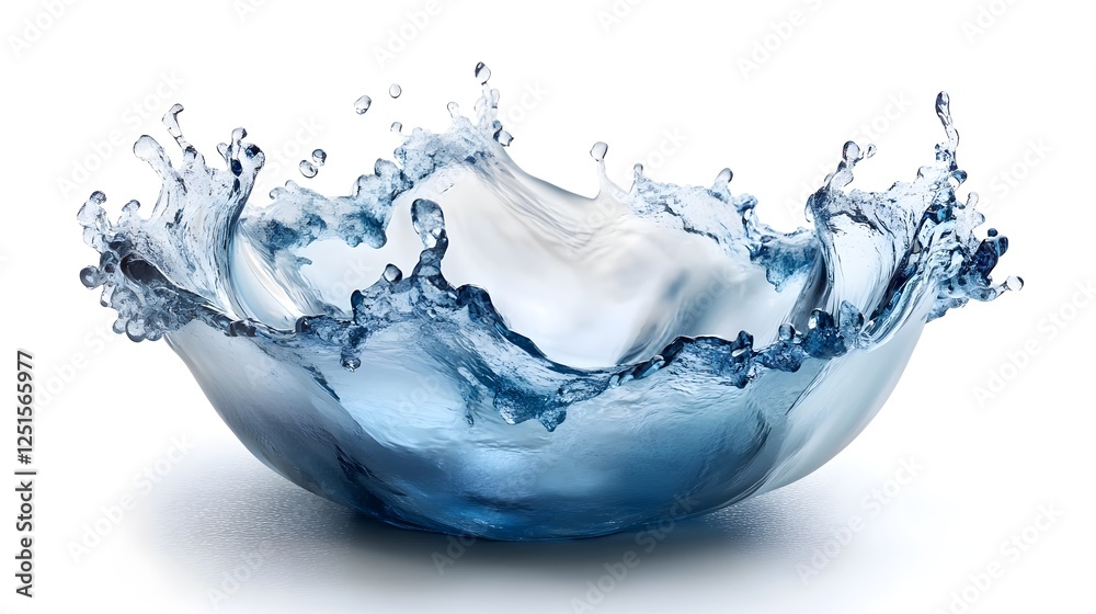 Poster dramatic and captivating splash of clear blue liquid in various shades and motions creating an abstr