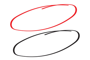 Handdrawn doodle grunge circle highlights. Charcoal pen round ovals. Marker scratch scribble inrounder. Round scrawl frames. Vector illustration of freehand painted circular note