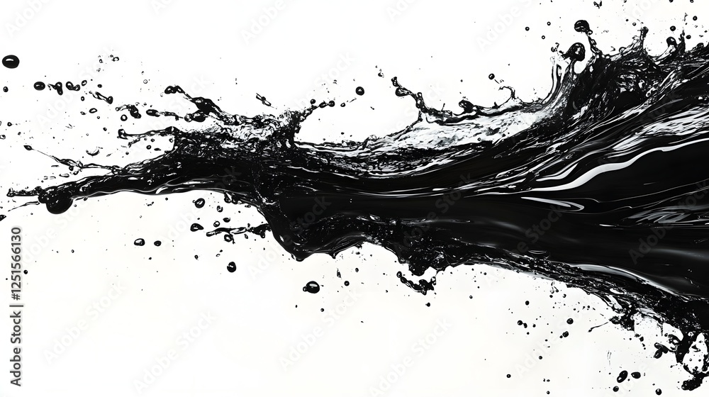 Poster Dramatic and dynamic abstract art design featuring a powerful black and white liquid splash effect  The image showcases a captivating flow of contrasting monochrome tones textures and movement