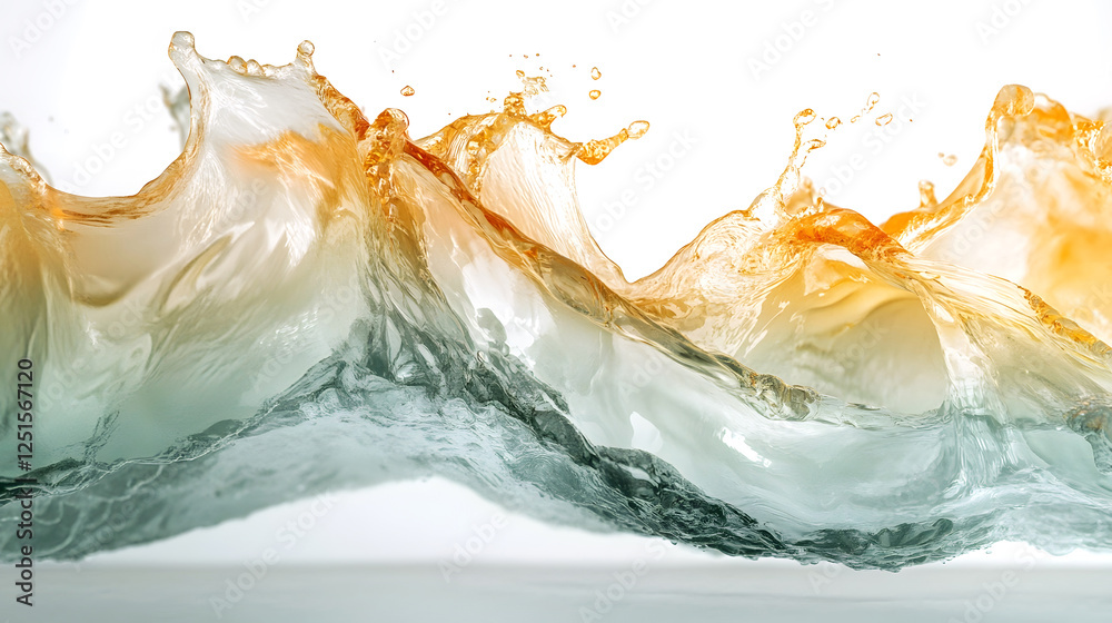 Aufkleber Dramatic and powerful crashing ocean waves creating dynamic splashes and vibrant aquatic textures in shades of turquoise orange and white