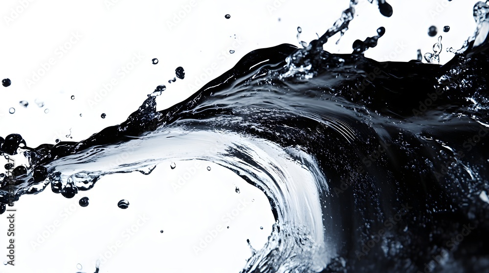 Poster Dramatic and powerful liquid motion captured in a monochrome splash of abstract water texture and flow  The image showcases the dynamic energetic and transparent nature of the fluid