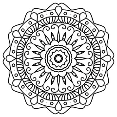 Mandala Design with Radiating Patterns for Mindful Coloring