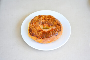 Turkish pastry product , tasty pogaca, acma . Simit, gevrek. Turkish Pastries; peynirli, patatesli, kasarli pogaca, sosili acma, dereotlu pogaca,  borek, acma, ay coregi at patisserie showcase.