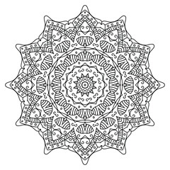 Mandala Design with Radiating Patterns for Mindful Coloring
