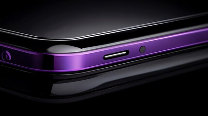 Purple smartphone close up, technology, modern design