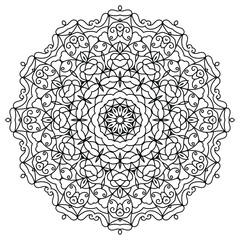 Monochrome Mandala with Spiral Elements for Relaxation