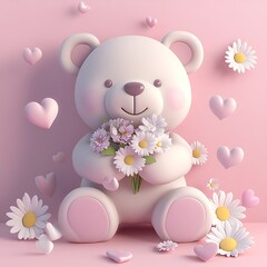 Obraz premium teddy bear with flowers