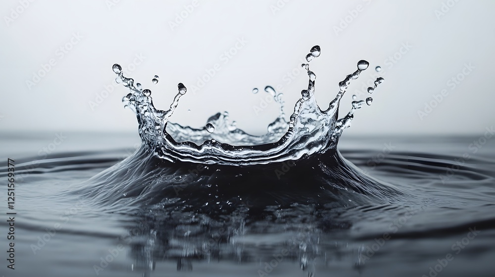 Fototapete Dramatic close up view of splashing water droplets hitting the surface and creating dynamic textured movement patterns and fluid textures  Abstract aquatic background with waves ripples