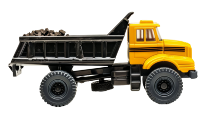 Yellow Dump Truck Toy with Movable Bed for Construction Play